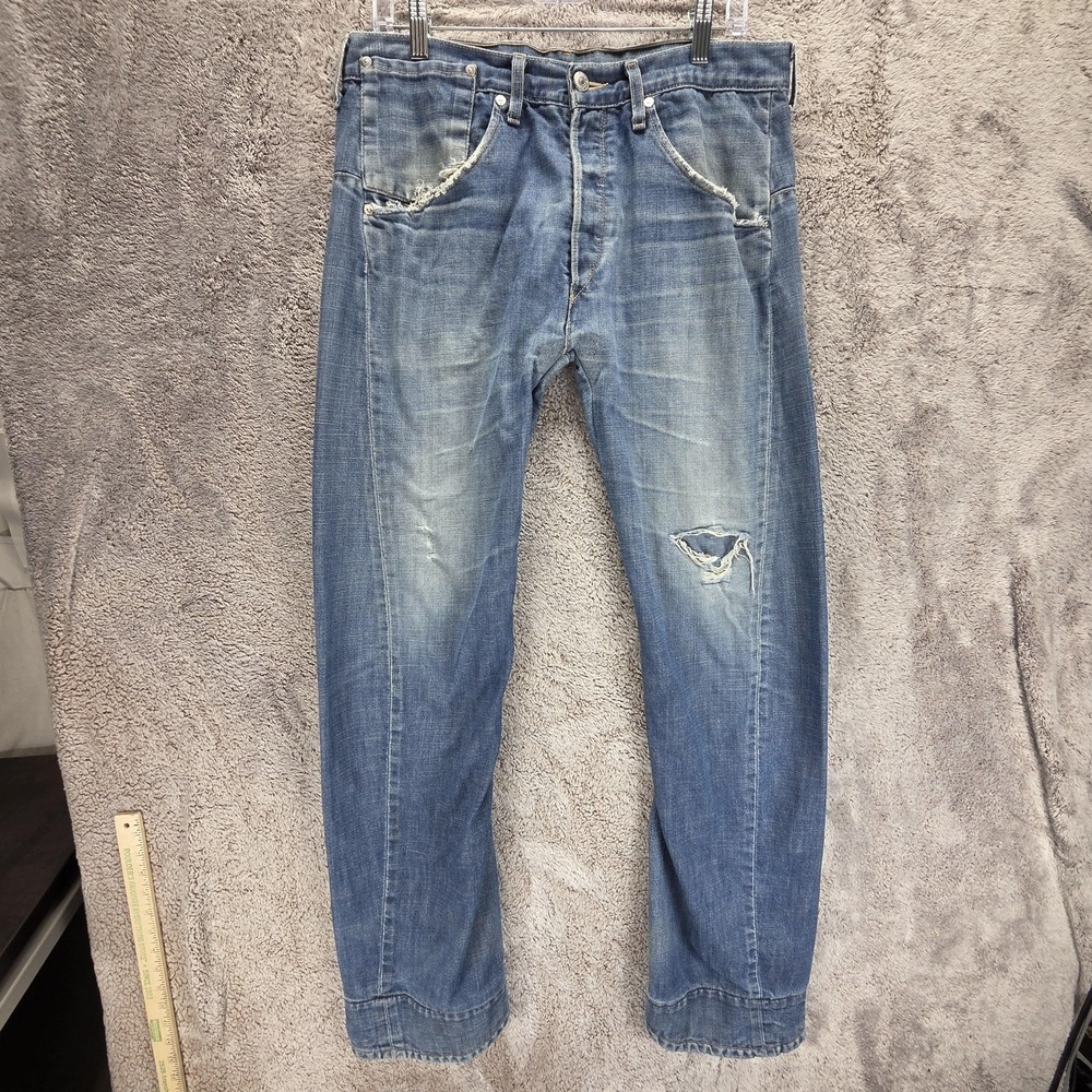 Vintage Levis Engineered Jeans Mens Blue Twisted Button Fly Med Wash Fits 33x32